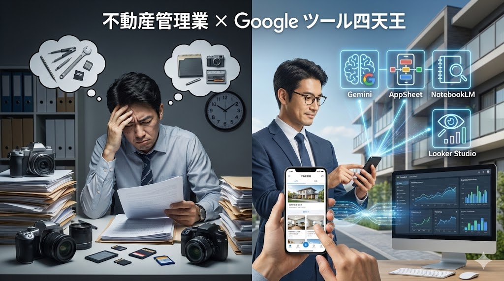 「デジカメと紙」を持って巡回するのは、もうやめませんか？ 不動産管理の現場を救う、Google生成AI 最強の連携術（Gemini × AppSheet × NotebookLM × Looker Studio）