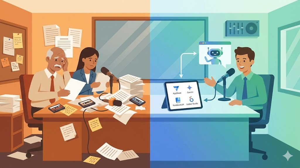 地域メディアの「埋もれた記憶」をAIで蘇らせる。Google四天王で、過去取材データを「AIデスク」に変えるDX戦略