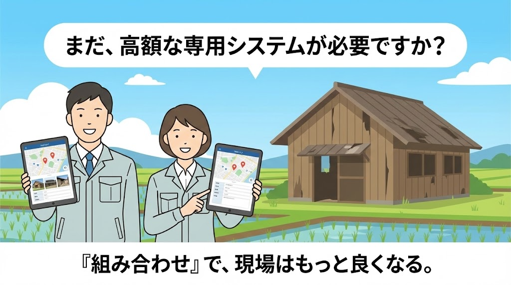 「高額な専用システム」はもう要らない。自治体の空き家・休耕田管理は、Google四天王（AppSheet×Gemini他）で完結する