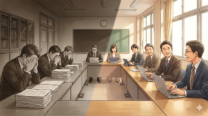 教育DX ニュースに映る「下を向く校長先生たち」。紙の資料が奪っているのは「資源」ではなく「未来を語る時間」かもしれない